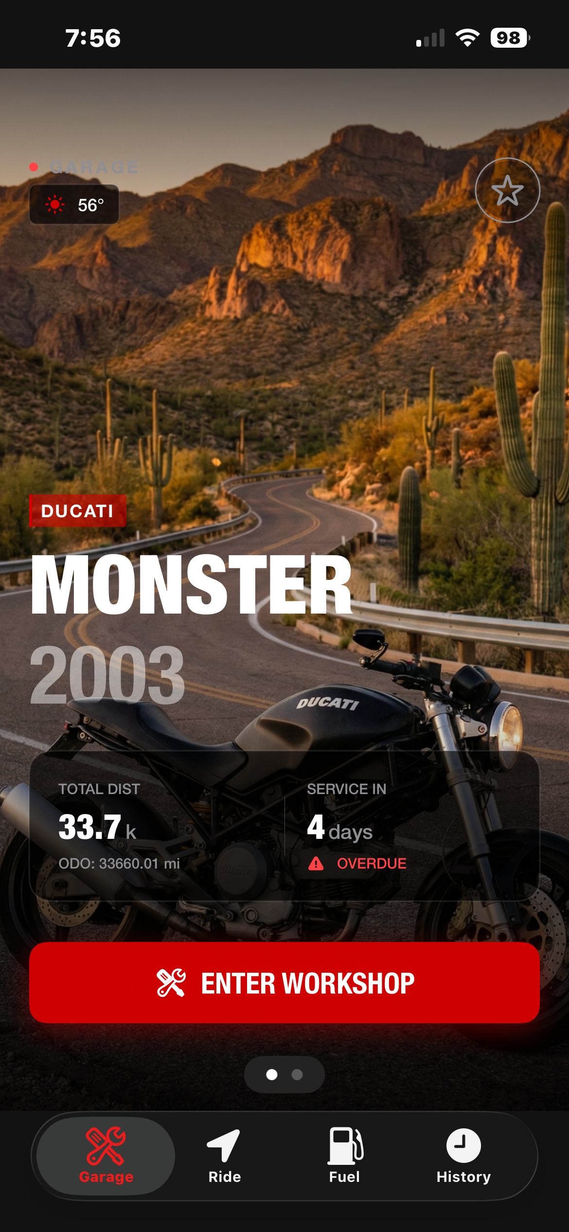 MotoLog RS Garage Interface