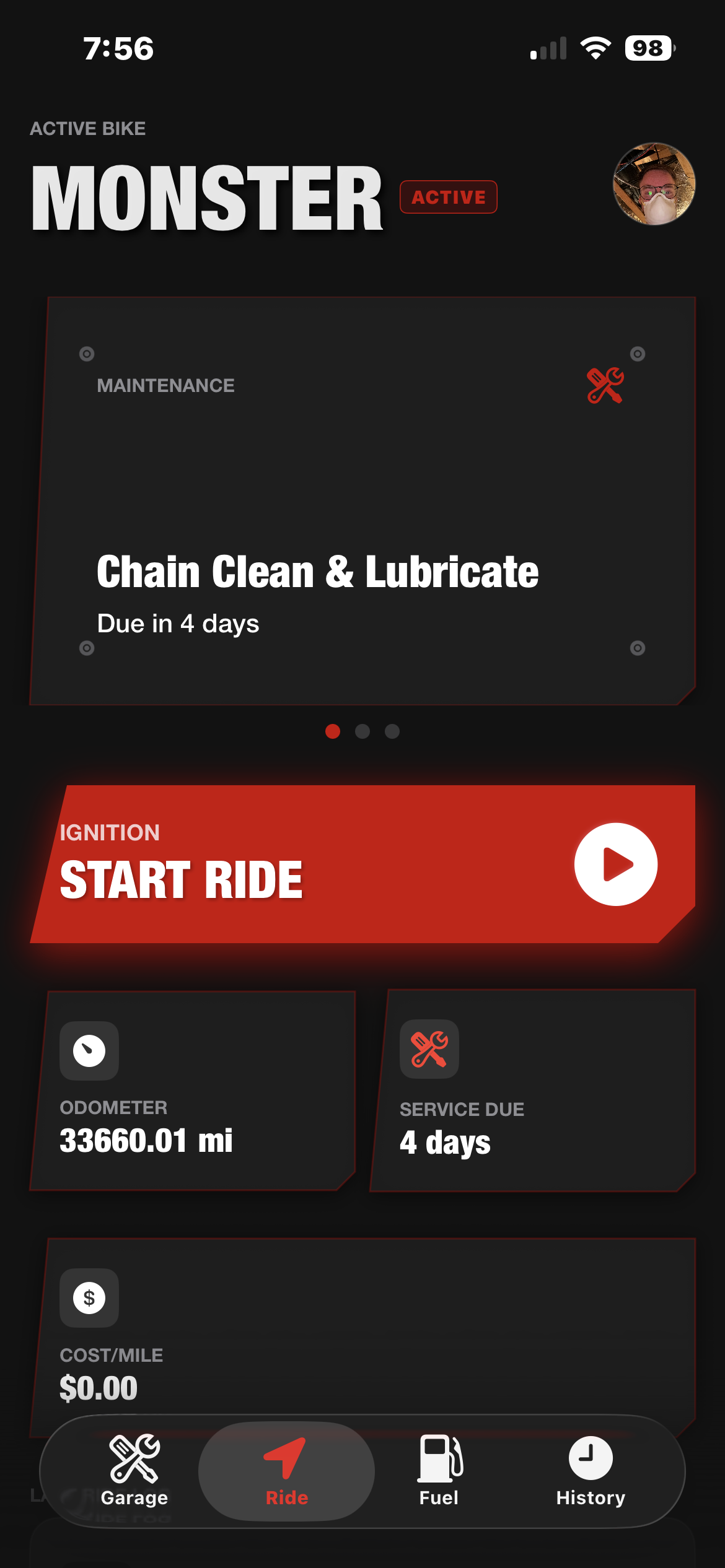 MotoLog RS Garage List
